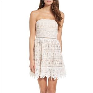 Socialite white nude lace dress size M